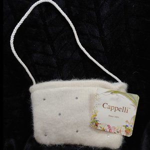 CAPPELLI Knitted Ivory/Beige/Off White Angora Bag